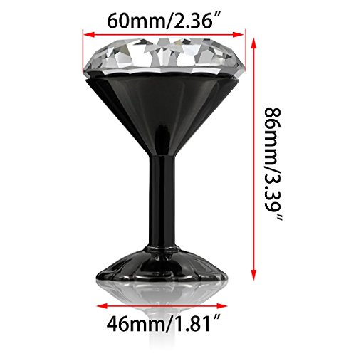 btsky ein Paar Extra Groß, 60 mm Glas Kristall Vorhang halten Rücken Raffhalter Wandhaken Quaste Halter mit Chrom Boden schwarz - 2