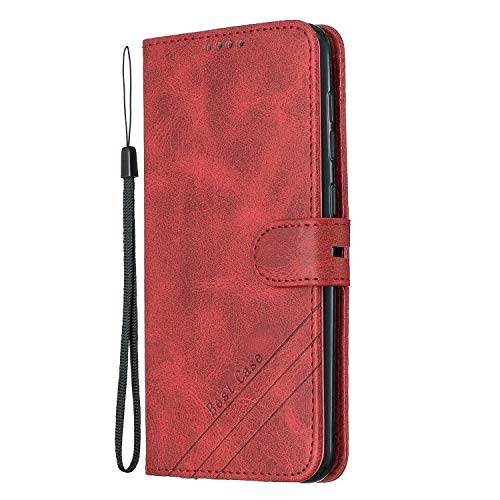 Preisvergleich Produktbild Docrax Galaxy A40 Handyhülle, Hülle Leder Case mit Standfunktion Magnetverschluss Flipcase Klapphülle kompatibel mit Samsung Galaxy A40 - DOHEX120103 Rot