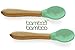 Bamboo Baby Feeding Spoons with Soft Curved Silicone Bowl Tips for Toddlers and Infants Green (Pack of 2)