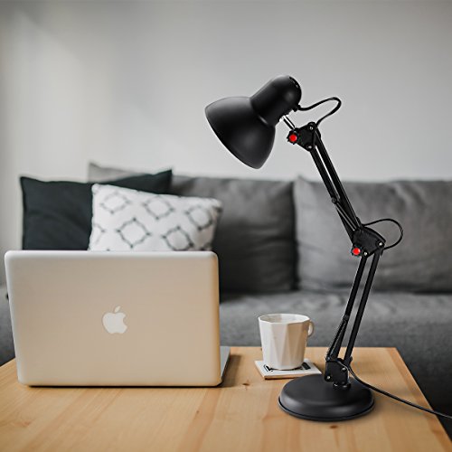 LE Schreibtischlampe Set Classic Tischleuchte E27 Fassung Arbeitsleuchte Klemmleuchte verstellbar schwarz Schwenkarm - 9