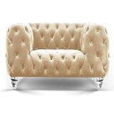 Designer Chesterfield Sofas in Stoff Samt-Creme - Samt-Stoff mit edlen Glanz 100% Polyester