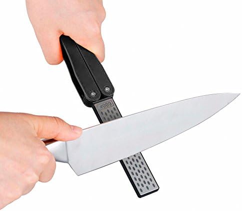 Soriace® Foldable Knife Sharpening Stone, Professional Double-sided 400#/600# Manual Knife Sharpener Whetstone with Safe Non-slip Handle, 225×30×15MM