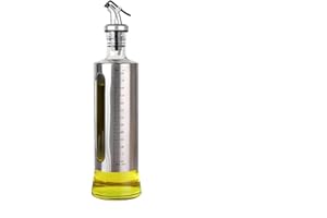 AURMOO 2 pcs Dispensador de Aceitera, 500ml Aceitera con Dispensador, Dosificador de Aceite, Aceitera para Cocina, Botella de Aceite con Graduada y 1 Embudo de Acero Inoxidable.