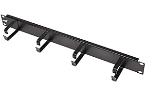 Mach Power Pannello Passacavi per Armadi Rack 19", con 4 Anelli, Gestione Ordinata dei Cavi, Accessorio per Data Center, Server e Reti IT – Montaggio Facile, Colore Nero (AR-PCA-002)