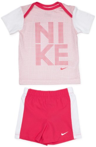 Nike Infants Sunsport T-Shirt and Shorts Set (9 - 12 Months, White/ Pink)