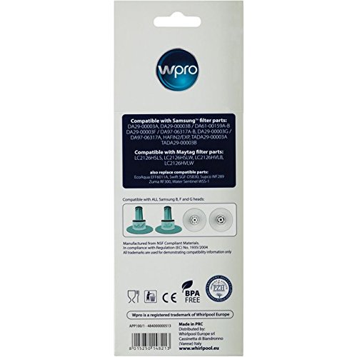 Whirlpool Water Filter Replacement Cartridge For Samsung Side - by - Side Fridge Freezers with AQUA-PURE PLUS - Samsung Aqua -Pure Plus DA29-00003G, DA29-00003B /A also Maytag LC2126HSLS