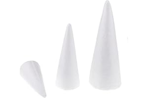 Hellery 3Pcs/set Cone Foam Shapes Decoration Styrofoam Toy Easter Gift DIY for Easter Party Crafting Modeling Projects 15cm 20cm 25cm