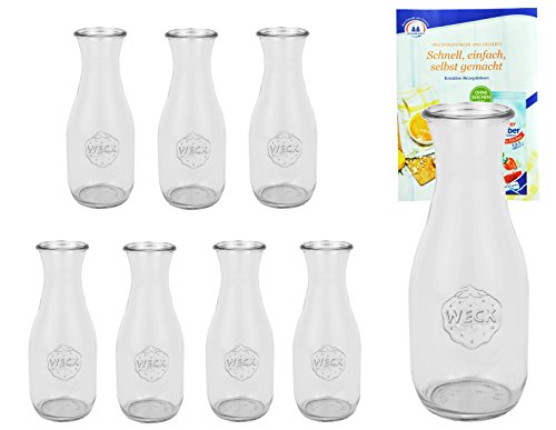 8er Set Weck Gläser 530ml 1/2 Liter Saftflasche inkl. Gelierzauber Rezeptheft von Diamantzucker