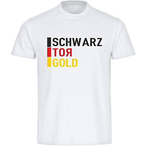 T-Shirt Schwarz Tor Gold Deutschland EM 2016 Frankreich Kinder weiß Gr. 128 – 176 France Germany Deutschland, Größe:140