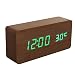 Produktbild Holz Digital LED Wecker Uhr Soundsteuerung Temperatur Anzeige - Braun Grün, 30mm