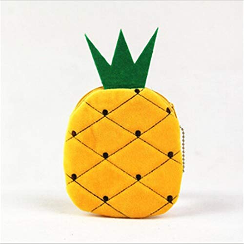 Preisvergleich Produktbild Faliya Obst Muster Mini Plüsch Geldbörse Reißverschluss Brieftasche Schlüsselhalter Tasche Geschenk für Familie Freunde,Ananas