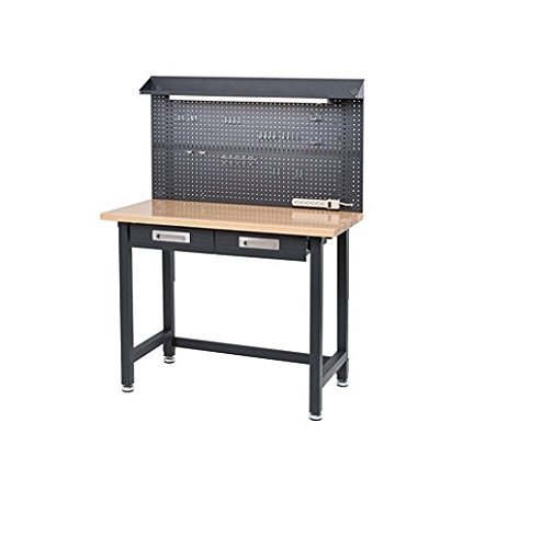 Preisvergleich Produktbild Seville Classics Lighted Hardwood Top Workbench - Dark Grey by Seville