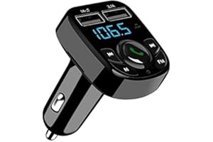 MKOIJN Bluetooth FM Transmitter, KFZ Bluetooth Adapter Auto Radio FM Transmitter, Autoladegerät Zigarettenanzünder mit Freisprechen, 2 USB-Anschlüsse (5V/2,4A & 1A), Unterstützt USB-Stick & TF Karte
