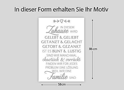 Grandora W1296 Wandtattoo Spruch In diesem Zuhause wird… Liebe Familie Wandaufkleber schwarz (BxH) 58 x 86 cm - 3