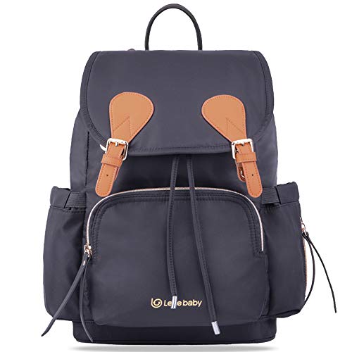 Lekebaby Nappy Changing Backpack Bag Rucksack Waterproof for Travel, Black