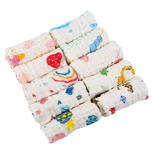 Preisvergleich Produktbild LEADSTAR Babywaschlappen, 10pcs Baby Badetuch Musselin Waschlappen Baby Feuchttücher Baumwolle Handtuch Weiche Handtuch für Neugeborenes Baby Kinder, 30 * 30 CM