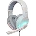 Produktbild NUBWO NO3000 Gaming Headset kompatibel mit PS4 PC Computer Spiel und LED Beleuchtung Over-Ear Kopfhörer Headset - weiß