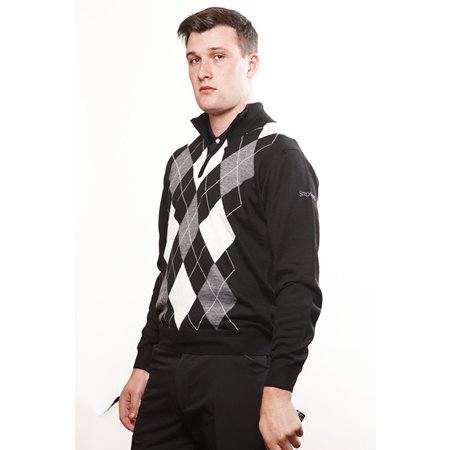 Preisvergleich Produktbild Stromberg Cannes Golf-Pullover, Merinowolle Schwarz / Grau / Weiß L