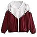 Produktbild Ansenesna Hoodie Jacke Damen Herbst Rot Blau Sport Elegant Mantel Mädchen Reißverschluss Langarm Locker Fitness (Rot, S)