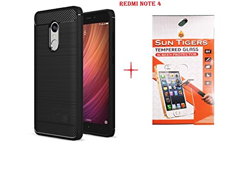 Sun Tigers(Combo Offer) Xiaomi Redmi Note 4 Carbon Fiber Back Case Cover-(Black) FREE FREE Tempered Glass Screen Protector RS.389 (70.00% Off) - Amazon