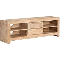 vidaXL Meuble TV Bois d'Acacia Massif Marron Clair Salon Armoire TV Table TV
