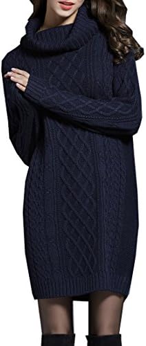 Eringogo Retro Girls Christmas Holiday Thick Winter Long Turtle Neck Jumper Pullover Sweater Dress