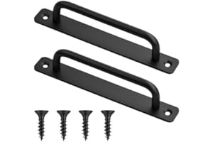 Zimoer 2 Stk Schwarze Türgriffe aus Edelstahl, Scheunentorgriffe & Schiebetürgriffe mit Platte, Garagentor Griff, Perfekt für Garagentore, Schränke und Schiebetüren, Einfache Montage(21 * 2.5cm)