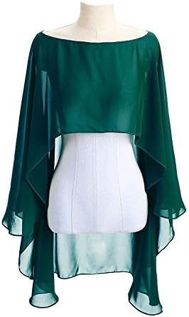 mxgirls Women's Bridal Soft Chiffon Shawl Long Evening Wraps For Special Occasion (Dark grwwn)