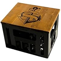 Geschenkidee Geburtstagsgeschenk Bierkastensitz Bierkistensitz Sitzauflage Bierkiste Bierkasten Sitz Hocker Holz Handmade Hipster mit Motiv Anker 2