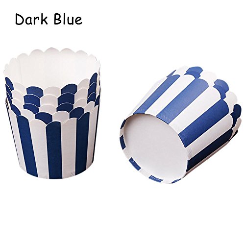 24 pirottini in carta per muffin, design con strisce verticali colorate, resistenti all'unto e alle alte temperature, antiaderenti, adatti per matrimonio e feste di compleanno, Dark Blue