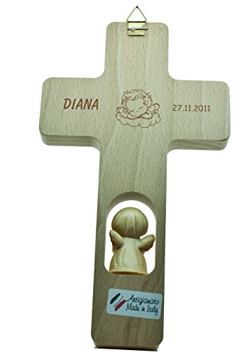 Kreuz mit Engel 'Ich Bin .' Kinderkreuz Holzkreuz Schutzengel 102862 mit Gravur (Rückseite) - 4