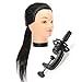 LuckyFine 18 inch Black Long Synthetic Hair Hairdressing Cutting Practice Training Mannequin Head with Adjustable Holder