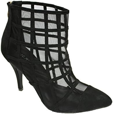 Womens Ladies Bridal Wedding Prom Party High Heel Classic Pumps Shoes Ankle Boots Designer, Black, 4