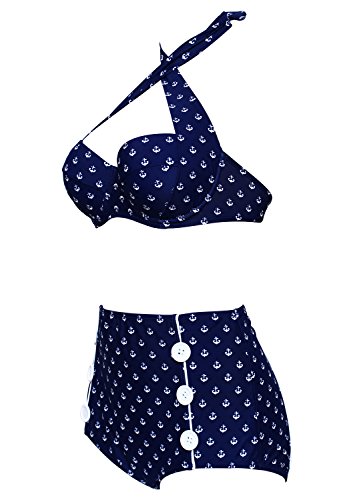 Damen Retro Badeanzug Bademode Bikini Set - 2