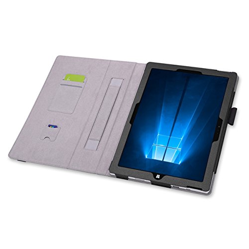 Microsoft Surface Pro 4 Cover Tasche mit praktischer Stand Funktion Case aus robustem Kunstleder und zusätzlicher Displayschutz Folie kombiniert Schutz und Design für Ihr Microsoft Surface Pro 4 Hülle Case in Schwarz von UC Express® - 5