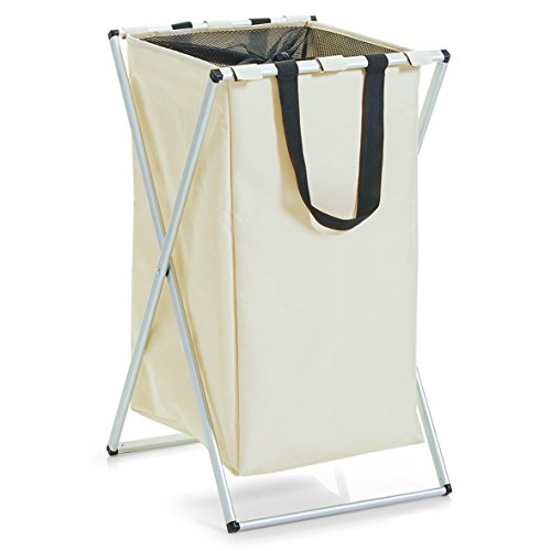 Zeller 13220 Wäschesammler, 1-fach, Polyester/Alu, 35 x 37 x 58 cm, beige