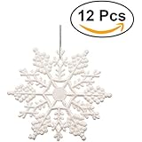 Tinksky Decoraciones de copo de nieve 10 cm Árbol de Navidad copos de nieve Piezas para Navidad adornos 12pcs (blanco)