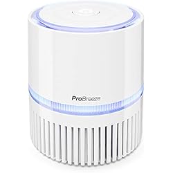 Pro Breeze Purificador de Aire Mini con Auténtico Filtro HEPA e Ionizador - Limpiador de Aire Personal de Escritorio con Luz Nocturna - para Hogar, Trabajo, Oficinas | USB y Alimentación Principal