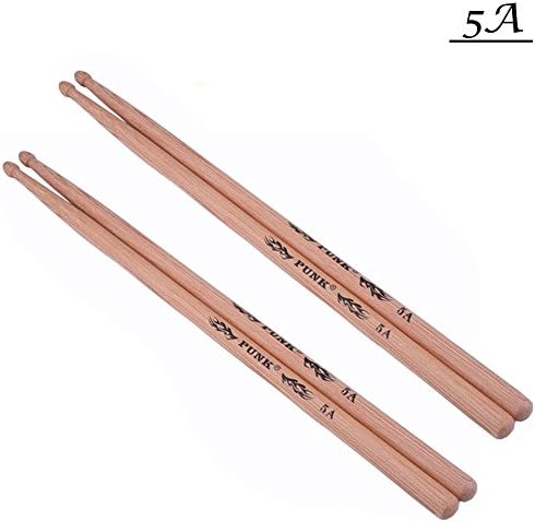 Drum Sticks 5a Drumsticks 2 pairs American Hickory Wood tip Drumsticks with Strong Toughness for Jazz, Rock, Pop (Hicktory)