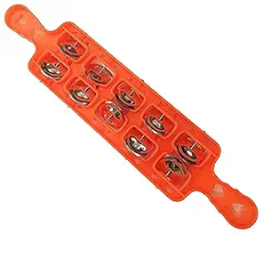 Deepika Musical Plastic Manjira - Musical Instrument for Bhajan and Kirtans,Khartal for Mandir aarti-(Jheeka)-5 line Orangecolor