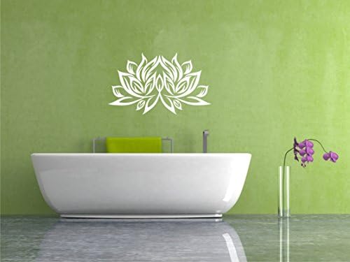 Lotus Flower Blossom Lotus Flower Wall Decal Sticker Lotus Mandala 60 x 100 cm Available in 33 Colours Matt or Gloss - white glossy