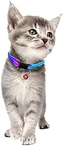 THE DDS STORE Colorful Cat Collar with Bell, Adjustable Rainbow Collars for Cat Kitty Puppy Rabbit Small Animals - ( Pack of 2)