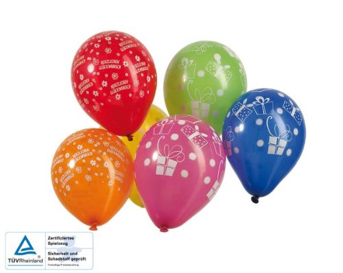 Preisvergleich Produktbild Kleine Luftballons "Herzlichen Glückwunsch" bunt 8er Pack
