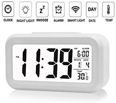 Right Choice Digital Smart Backlight Alarm Clock with Automatic Sensor,Date & Temperature (Black Or White)