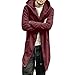 Produktbild Herren Hoodie Mantel, EUZeo Mens Slim Fit Kapuze Stricken Mode Casual Cardigan Lange Trenchcoat Retro Einfarbig Jacke Pullover Jahrgang Stil Streetwear