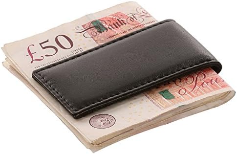Redbrick Brando Luxury Men's Black Leather Slim Magnetic Money Clip For Holding Bank Notes - Gift Boxed