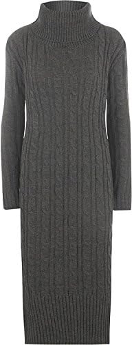 FashionClothing Womens Polo Cowl Neck Cable Knitted Long Sleeve Midi Maxi Jumper Top Ladies Dress (XX-Large/UK 20-22, Black)