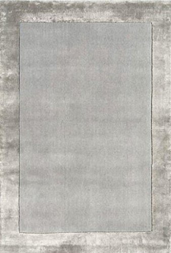 Teppich Wohnzimmer Carpet modernes Design Ascot Uni Rug 100% Wolle 80x150 cm Rechteckig Silber | Teppiche günstig online kaufen