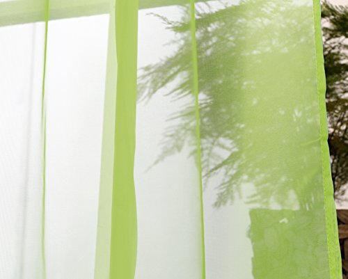 WOLTU VH5512hgn Querbehang Voile transparent Übergardinen Gardine Vorhang Stores Raumteiler Fensterschal Dekoschal Voile 140×600 cm Hellgrün - 3