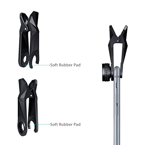 AUKEY Kit Lentes de Mov  l 3 en 1 Clip On con Lente Fisheye Objetivo de 180 Grados   0 67X Gran Angular Lente   10X Macro Lente para iPhone 6   6 Plus   5S   5   HTC  etc